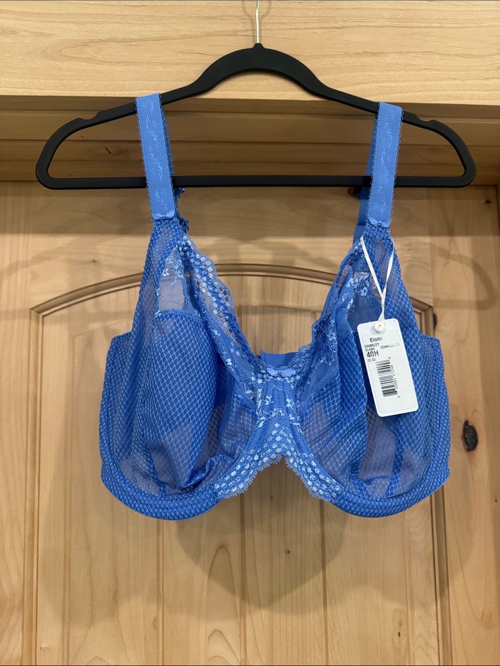 Elomi Blue Lace & Mesh Underwire Bra - 40H
